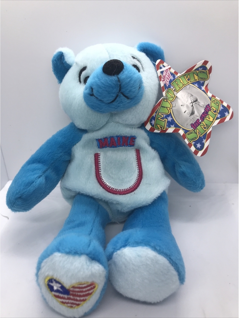 Sugar loaf beanie blue stuffed bear state of Maine Two Bits Free Shipping